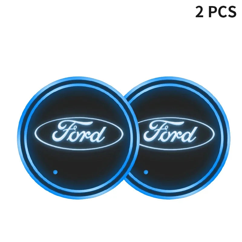 Ford Universal LED Car Cup Holder RGB Light Pad Accessory