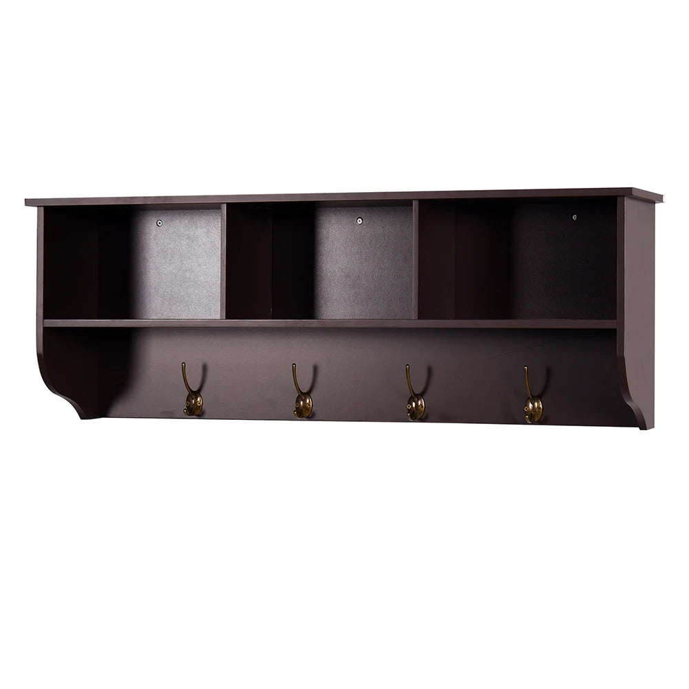 General Use Rustic Wood Coat Rack Wall Mounted With Shelf