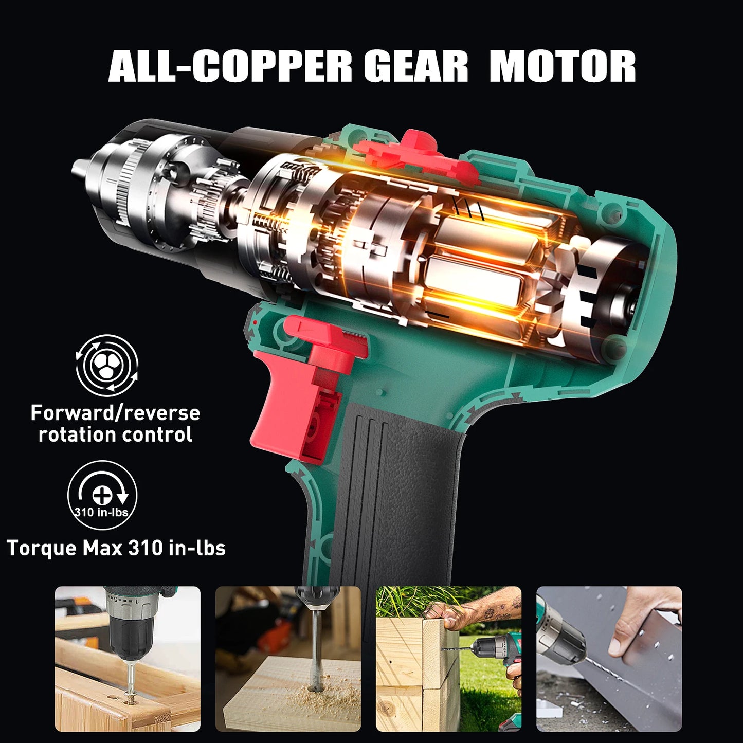 HYCHIKA Cordless Electric Screwdriver with LED Light and Charger