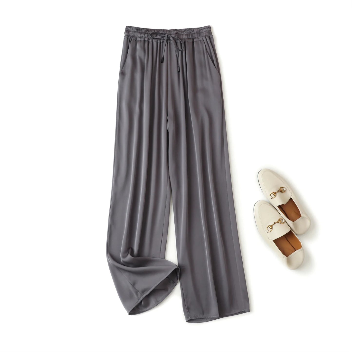 Women's Natural Silk Casual Pants for Summer Comfort