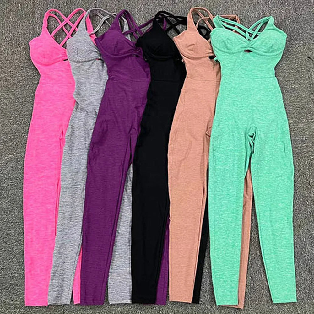 Women Adjustable Yoga Jumpsuit Fitness Workout Active Outfit