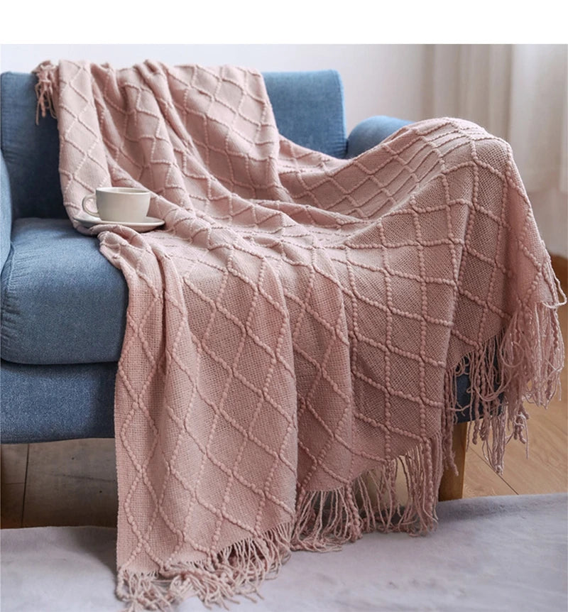 Nordic Stripes Throw Blanket Sofa Cover Bed End Towel Bedroom Decoration Leisure Soft Shawl Warm Boho Decor Bedspread