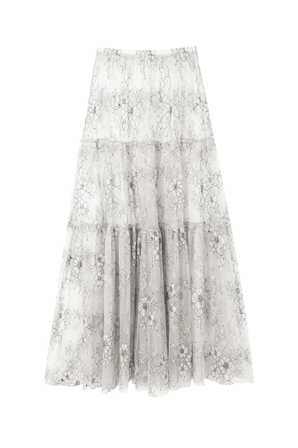 Mueyeruho Women Sexy Maxi Lace Skirt High Waist Flare