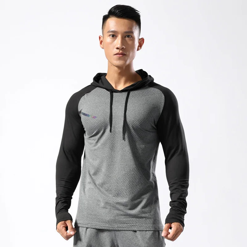 WIROFKERCN Men Long Sleeve Sports Hoodie Training Jacket