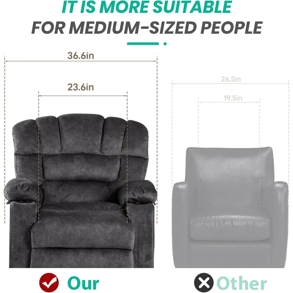 XMSJ Modern Recliner Chair Ergonomic Lounge Single Sofa