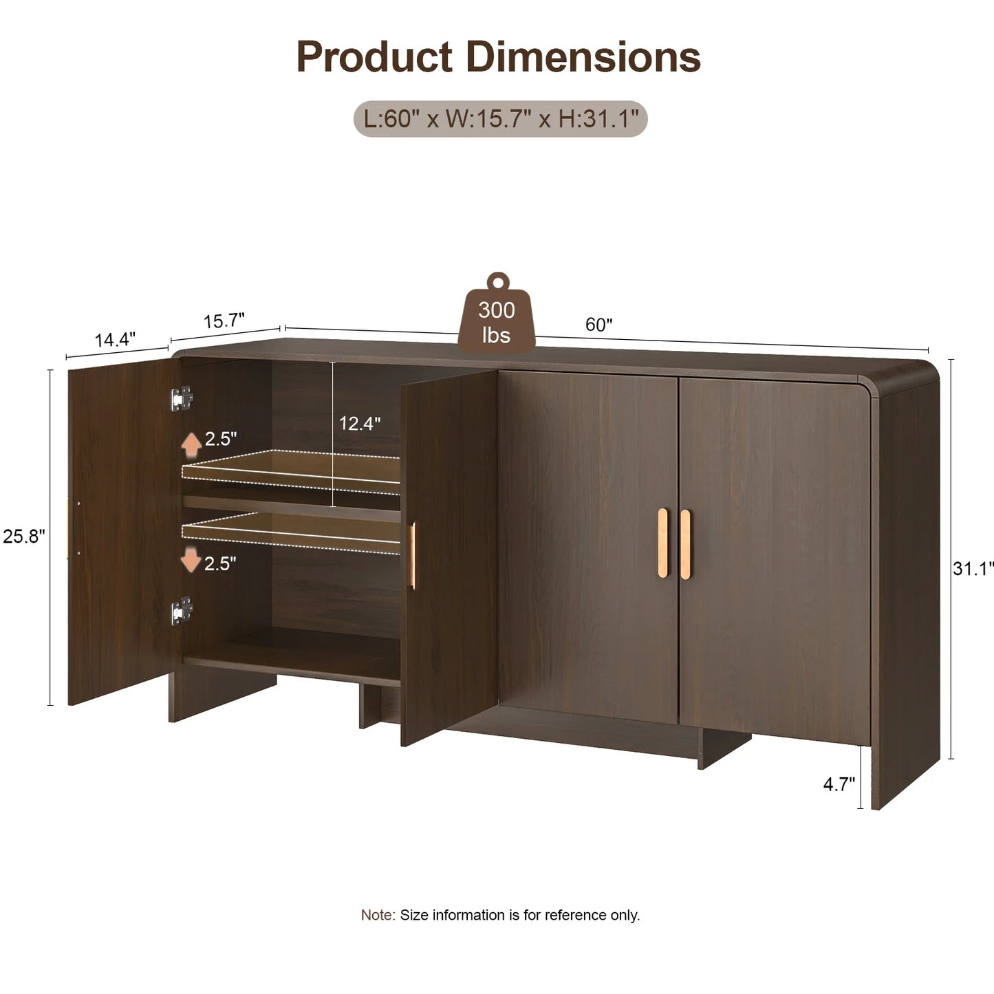 ONBRILL Farmhouse Sideboard Buffet Cabinet 4 Doors